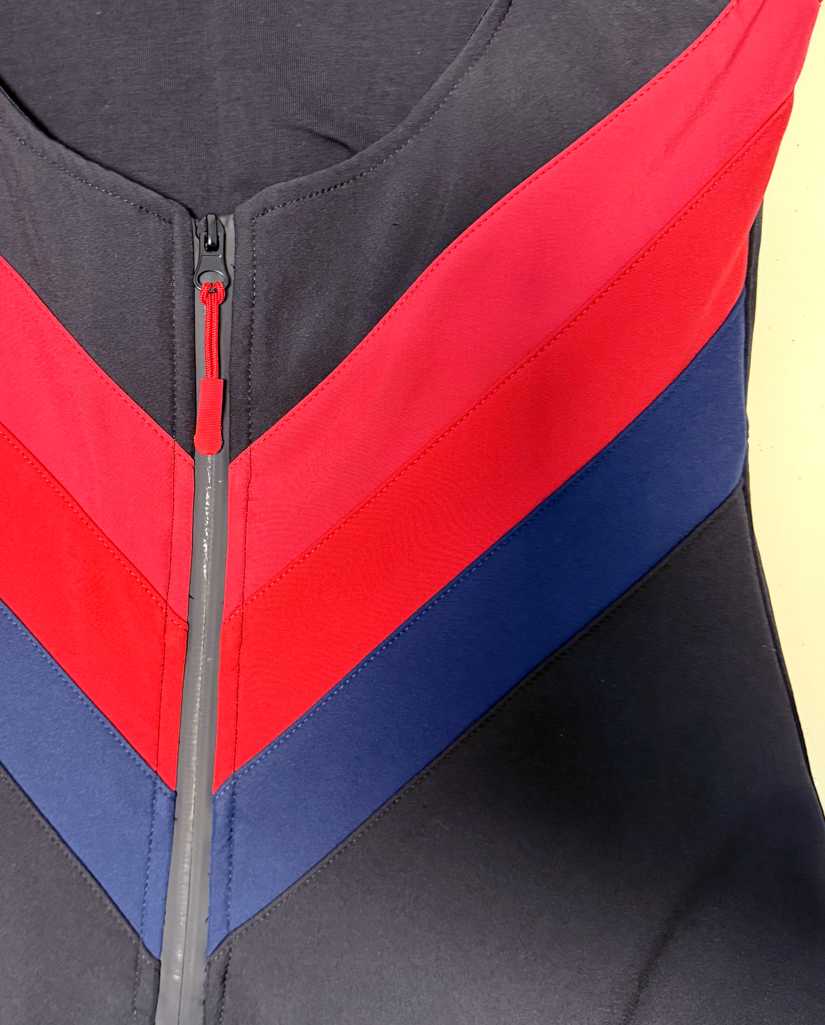 Close-up of chevron detail on the Buttermilk Suit