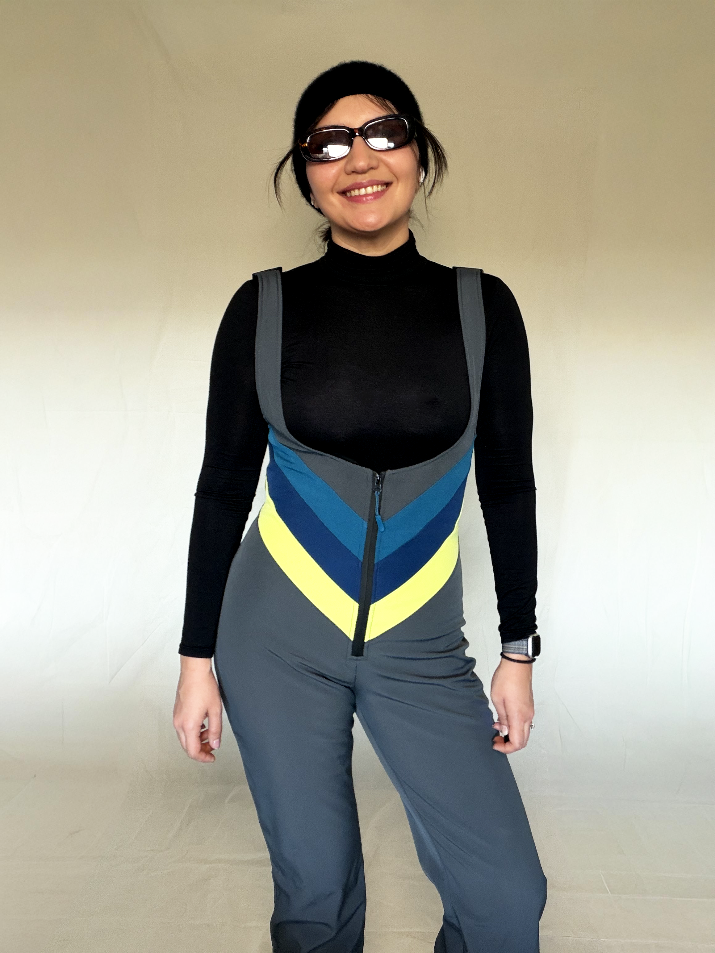 Buttermilk Ski Suit flat lay, gray colorway